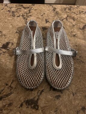 Alaïa Silver Mesh Mary Jane Flats